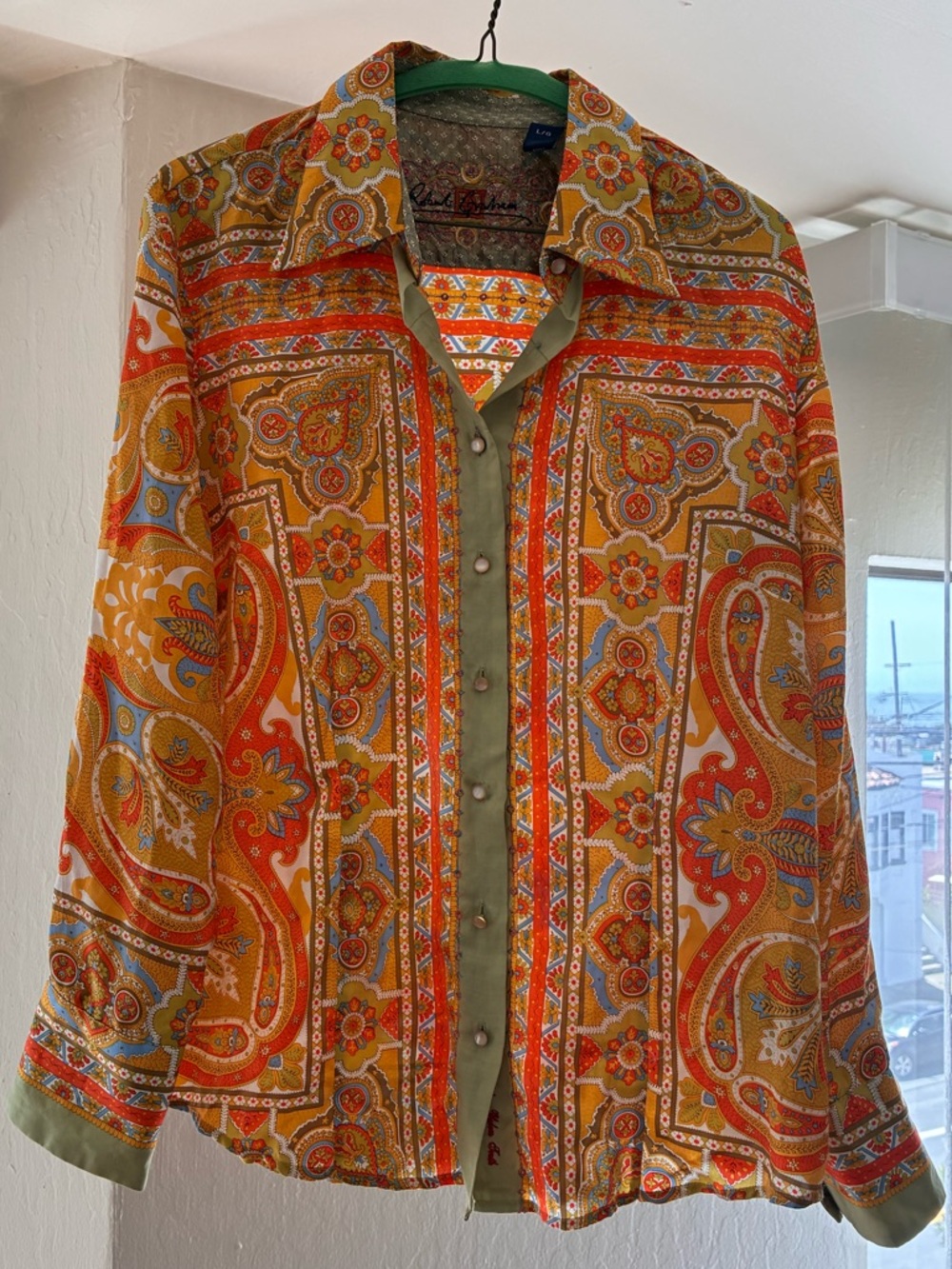 Robert Graham Orange Paisley Button-Up Silk Shirt